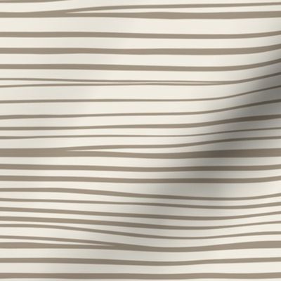 Hand Drawn Horizontal Stripes | Creamy White, Khaki Brown | Contemporary