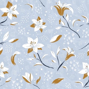 Baby blue lily flowers pattern 