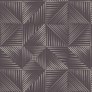 Line Quilt _ Creamy White, Purple-Brown 02 _ Geometric