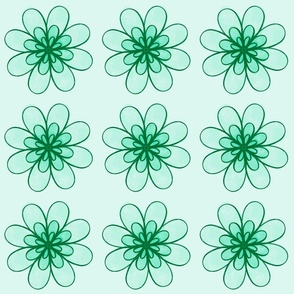 Flowers - 6x6 Squares - Sea Green