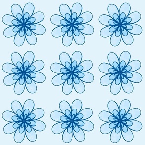 Flowers - 6x6 Squares - Blue