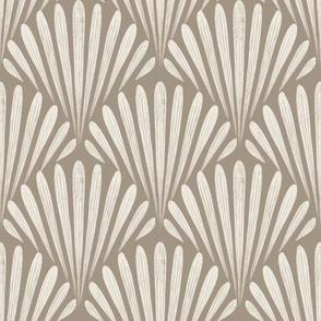 scallop fans _ creamy white, khaki brown _ art deco geometric