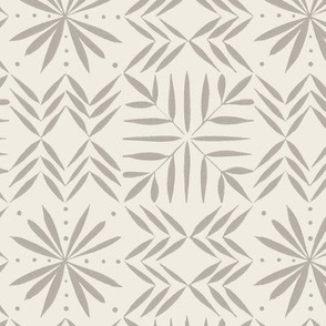 southwest geometric _ cloudy silver taupe, creamy white 02 _ hand drawn artistic snowflake 