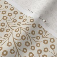 tiny floral _ creamy white, lion gold mustard brown _ micro cottagecore rustic flowers