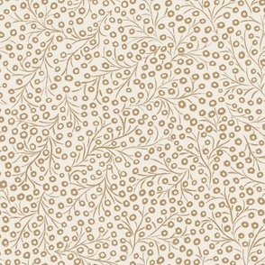 tiny floral _ creamy white, lion gold mustard brown _ micro cottagecore rustic flowers