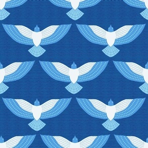 Birds of prey on blue background