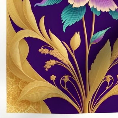 Gold,golden,purple,damask,gothic,expensive,luxe pattern,Romantic,Marie Antoinette,Rococo era,Floral patterns,Luxury,Elegant,18th century,Versailles,Ballroom,Chandeliers,French 