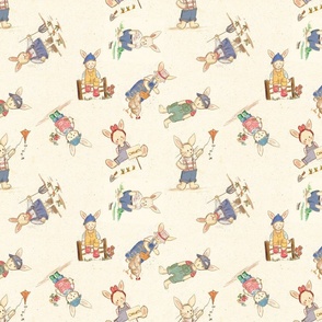 Tossed Bunnies Wallpaper for a kid's room
