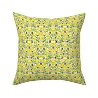 MINI Buttercups and Bees Floral Wallpaper - nature garden design  yellow 6in
