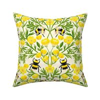 JUMBO Buttercups and Bees Floral Wallpaper - nature garden design  yellow