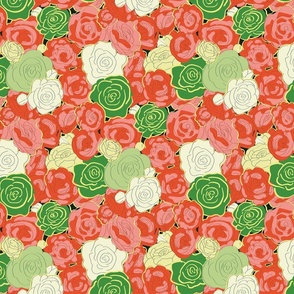 Chaotic Ranunculus Vintage Style - Trippy 70s Floral - Small Scale