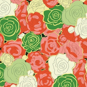 Chaotic Ranunculus Vintage Style - Trippy 70s Floral - Medium Scale