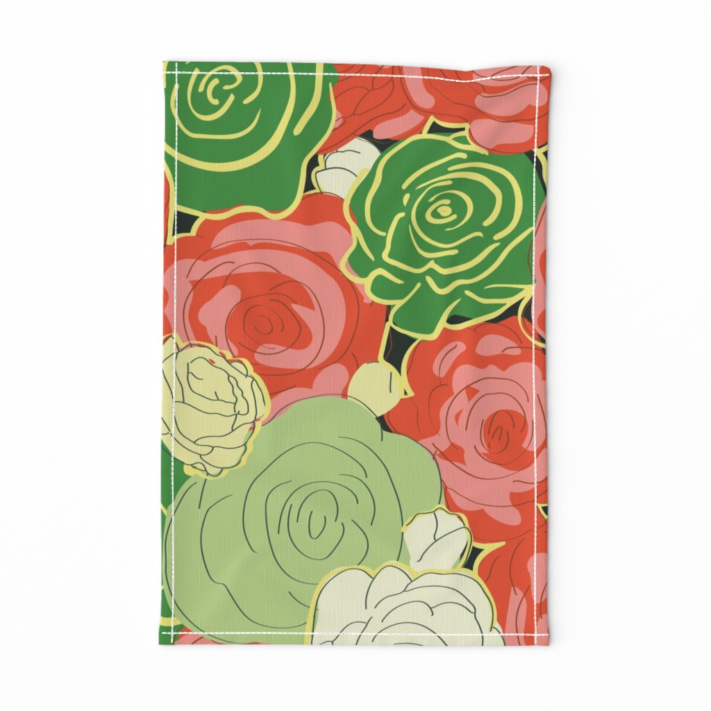 Chaotic Ranunculus Vintage Style - Trippy 70s Floral - Large Scale