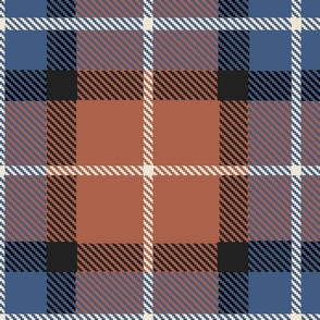 classic Tartan with rost brown, with blue, black and Eggshell - large scale