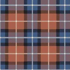 classic Tartan wtih rost brown, with blue, black and Eggshell - medium scale