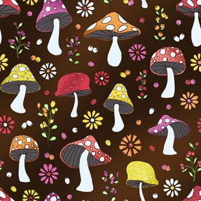 Fairy Mushrooms Copper Background