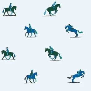 Equestrian Show Jumping Horses - blue/green
