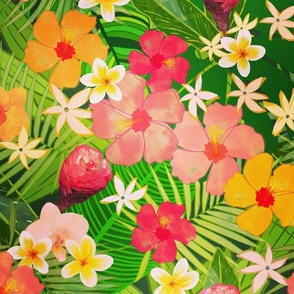Tropical Explosion - bright florals and palms for swimwear and summer apparel
