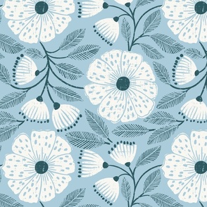 Spring Blooms- non-directional - soft blue