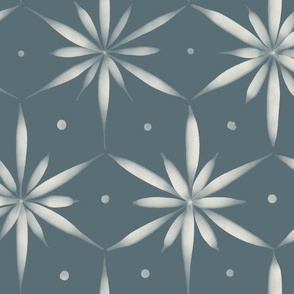 brush stroke blooms _ creamy white, marble blue _ hand painted geometric floral