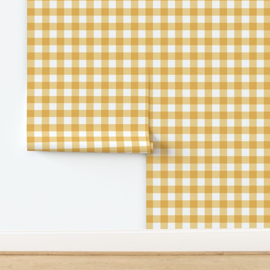 1.5" gingham checkers/yellow/medium