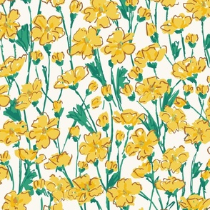 Buttercup Meadow Floral_Jumbo_Yellow and Green_Hufton Studio