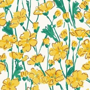 Buttercup Meadow Floral_Large_Yellow and Green_Hufton Studio