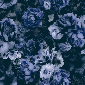 Floral Baroque Opulence Midnight Blue Medium Scale