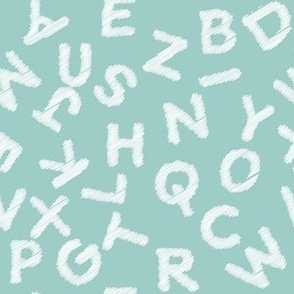 small mint  scattered abc , back to school non directional alphabet  by art for joy lesja saramakova gajdosikova design