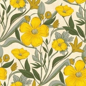 Buttercups Florals in the Garden Meadow_Cream_Small