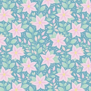 pink clematis on teal small