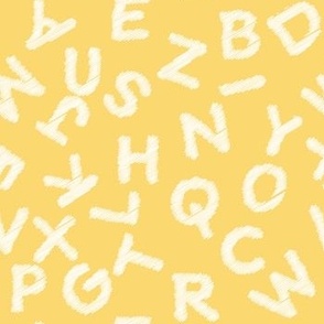 small  yellow scattered abc , back to school non directional alphabet by art for joy lesja saramakova gajdosikova design