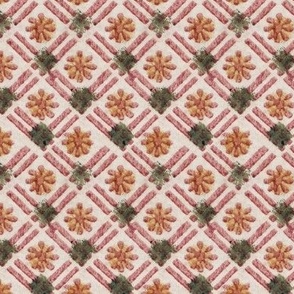 diagonal grid with floral design 