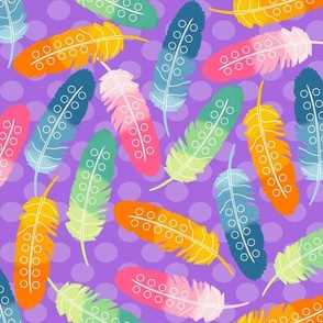 Boho Dreams: Colorful Feather Fiesta (Violet) - large