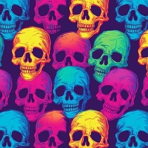 Neon Skull Doodles