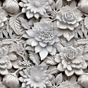 White Engraved Flowers