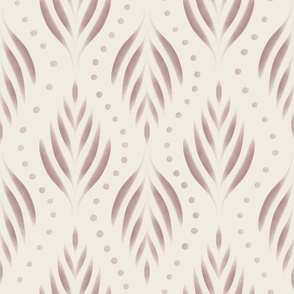 Dots and Fronds _ copper rose pink_ creamy white_ dusty rose pink _ traditional