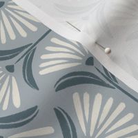Flower Ogee _ Creamy White, French Grey, Marble Blue _ Hand Painted Floral