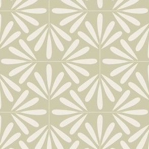Geo floral _ creamy white_ thistle green 02 _ art deco floral