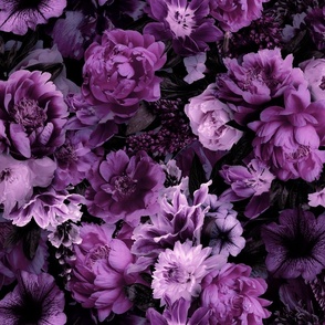 Floral Baroque Opulence Rich Purple Medium Scale
