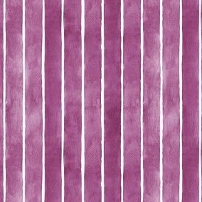 Mulberry Watercolor Broad Vertical Stripes - Ditsy Scale - Deep Violet Purple Red Magenta 