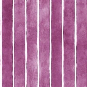 Mulberry Watercolor Broad Vertical Stripes - Small Scale - Deep Violet Purple Red Magenta 