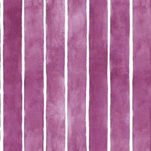 Mulberry Watercolor Broad Vertical Stripes - Medium Scale - Deep Violet Purple Red Magenta 