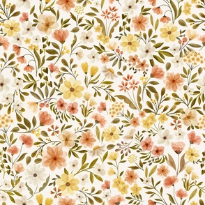 French Countryside Florals in yellow and coral