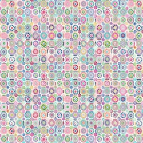 Millefiori Inspired Circles On Circles (small, light. on white)