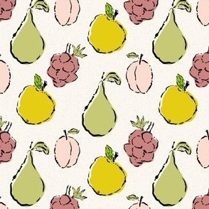 Apples, Pears and Berries Retro Midcentury Modern