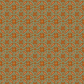 Moroccan tiles in burnt orange and sea green, large scale 