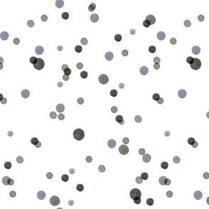 Watercolor Polka Dots - Black White
