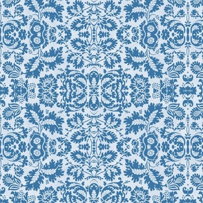 Vintage William Morris Inspired Decorative Flourish Pattern Light Blue