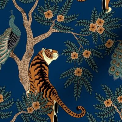 tiger and peacock blue (medium scale)
